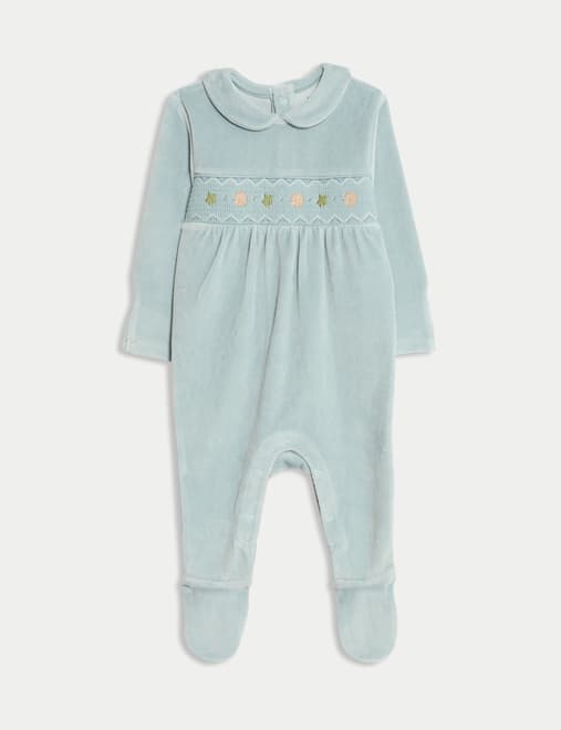 Cotton Rich Velour Sleepsuit (0 Mths-3 Yrs)