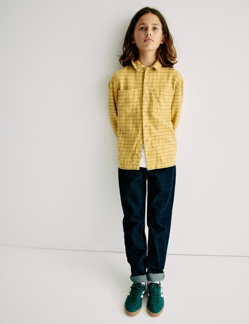 Pure Cotton Micro Check Shirt (6-16 Yrs)