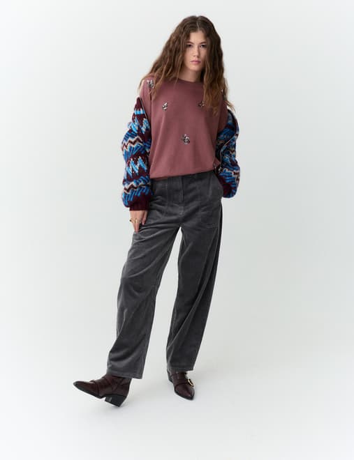 Pure Cotton Cord Barrel Leg Trousers