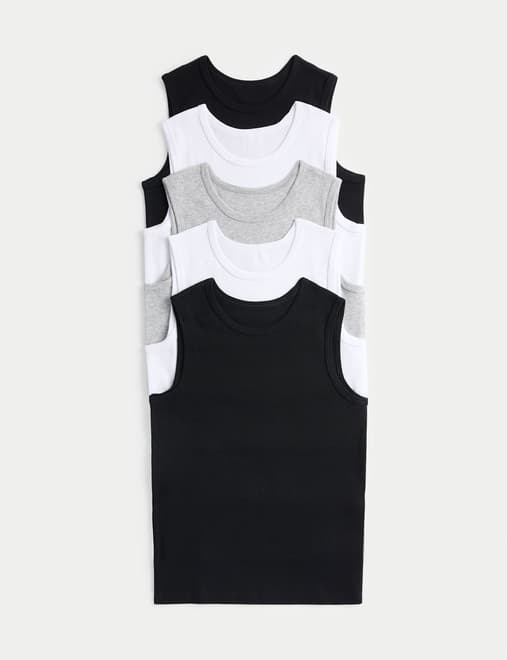 5 Pack Pure Cotton Vests (2-14 Yrs)