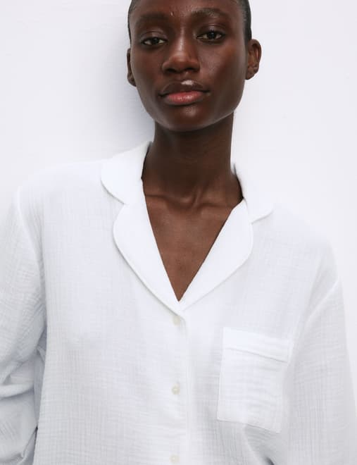 Pure Cotton Muslin Revere Pyjama Set