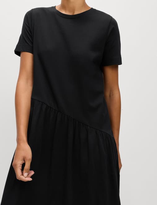 Pure Cotton Midi Drop Waist T-Shirt Dress