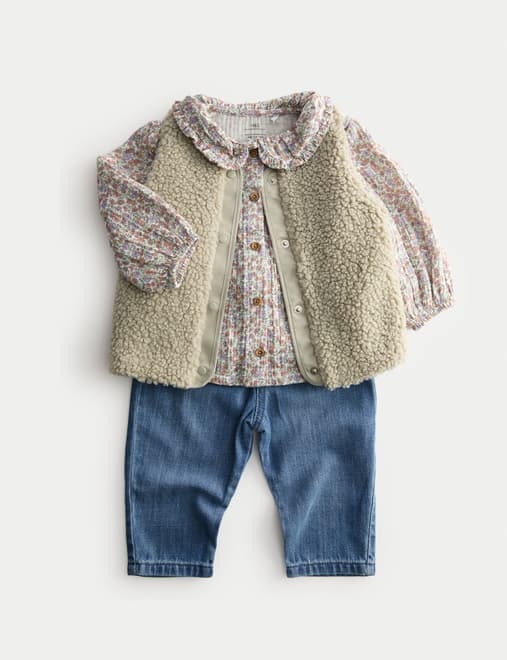 3pc Cotton Rich Gilet Outfit (0-6 Yrs)