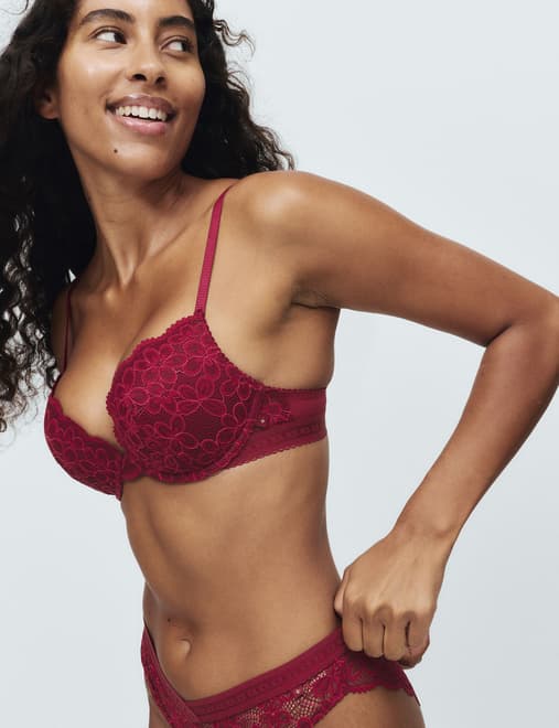 Cleo Lace Wired Push-Up Plunge Bra (A-E)