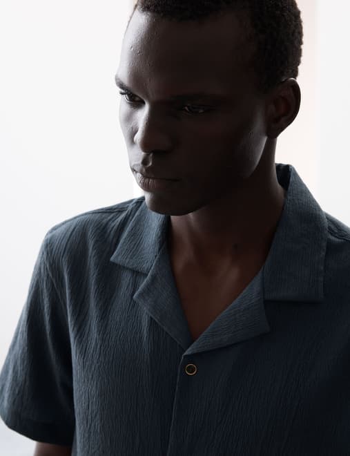 Relaxed Fit Crinkle Seersucker Shirt