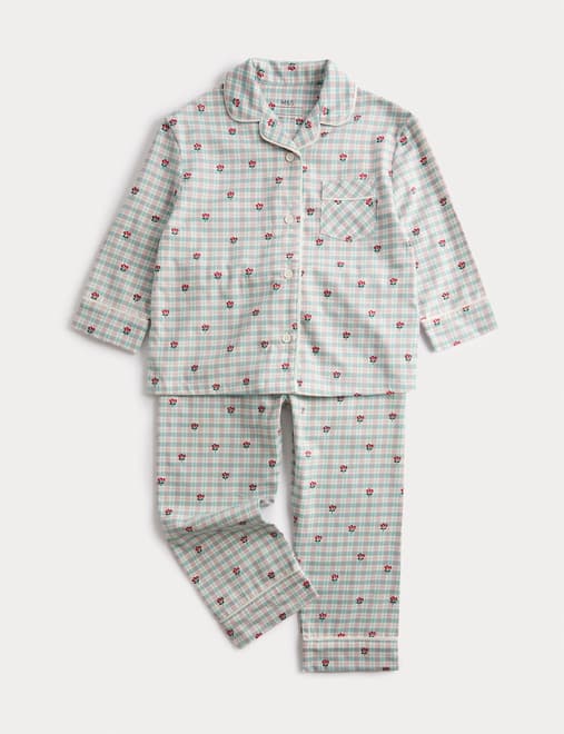 Kids' Pure Cotton Floral Check Revere Pyjamas (12 Mths-8 Yrs)