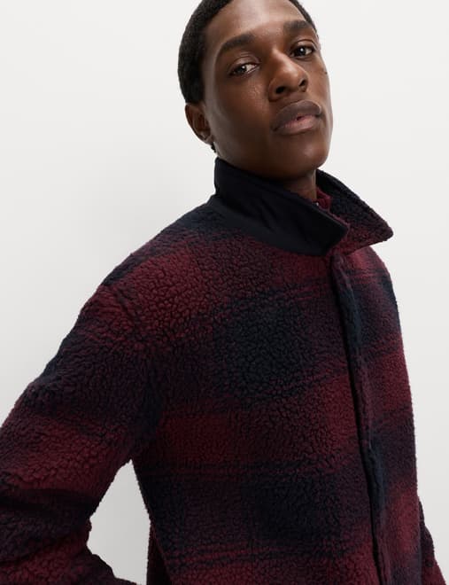 Fleece Jacquard Checked Overshirt