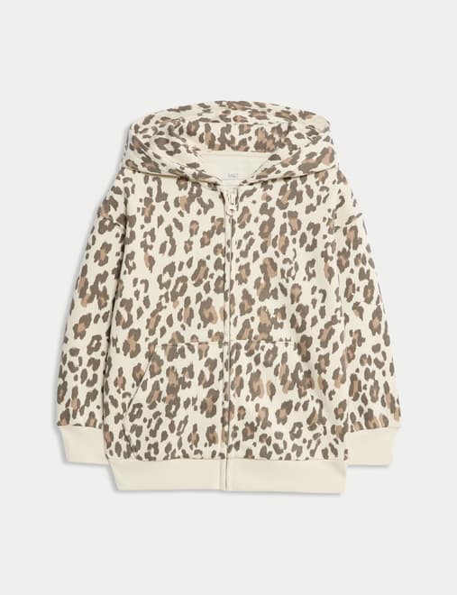 Cotton Rich Leopard Zip Hoodie (2-8 Yrs)
