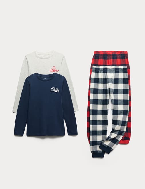 Kids' 2 Pack Pure Cotton Checked Pyjama Sets (1-16 Yrs)