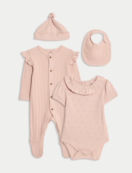 4pc Cotton-Rich Floral Starter Set (0-9 Mths)