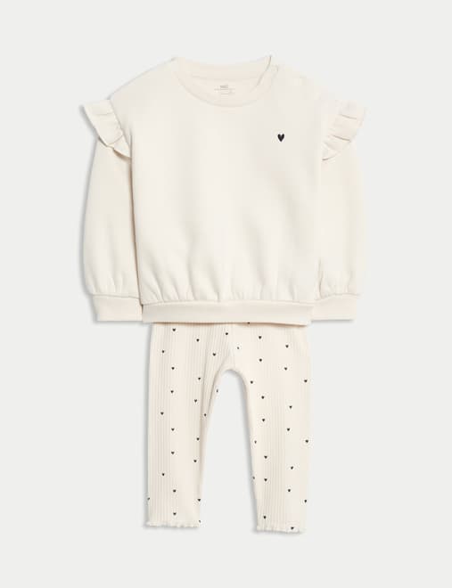 2pc Cotton Rich Jersey Heart Outfit (0 Mths - 6 Yrs)