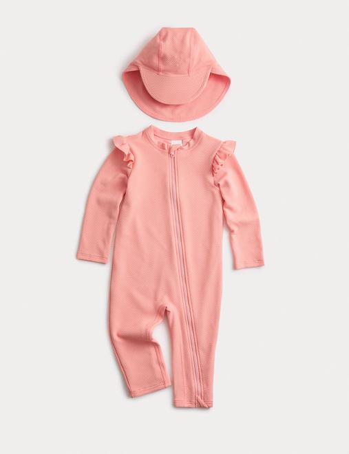 2pc Textured All in One Swim Set (0-3 Yrs)