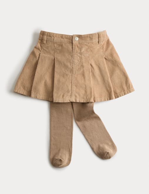 Corduroy Pleated Skirt & Tights (2-8 Yrs)