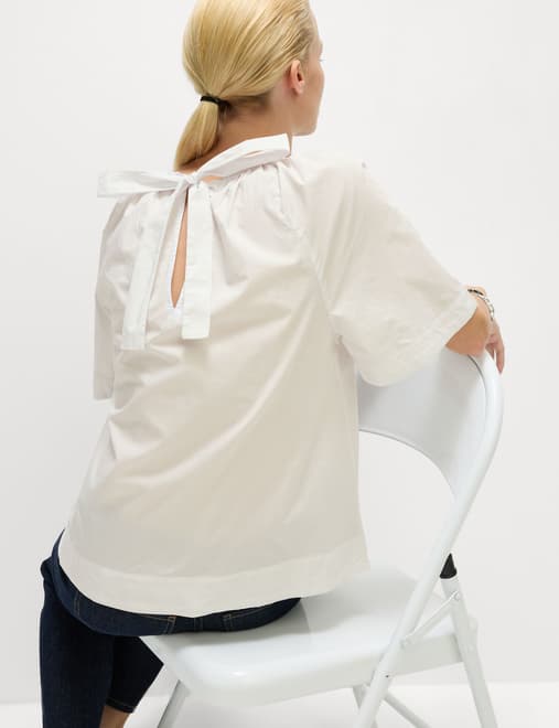 Pure Cotton Tie Back Detailing Blouse