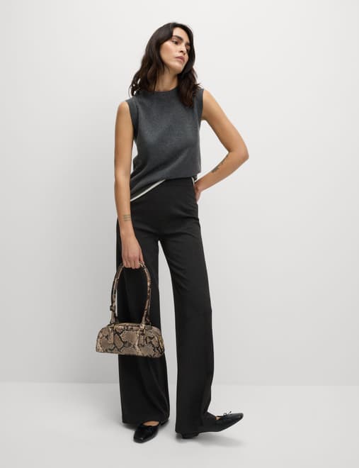 Jersey Wide Leg Trousers with Stretch