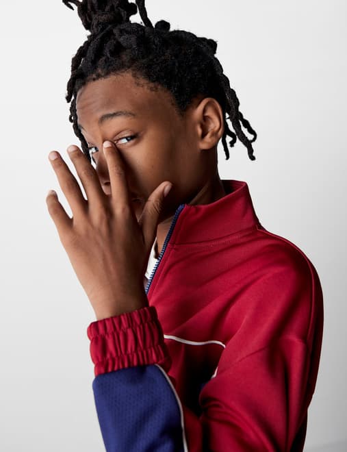 Zip Colour Block Sports Sweatshirt (6-16 Yrs)