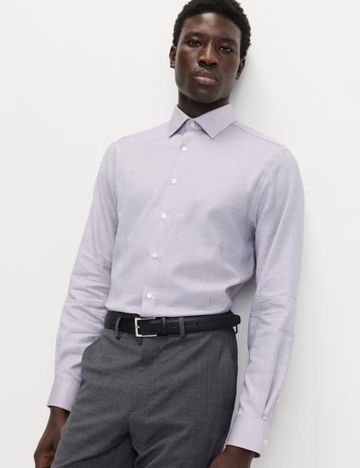 Regular Fit Luxury Pure Cotton Textured Shirt