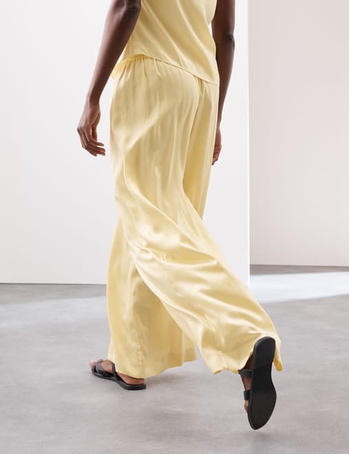 Cupro Rich Wide Leg Trousers