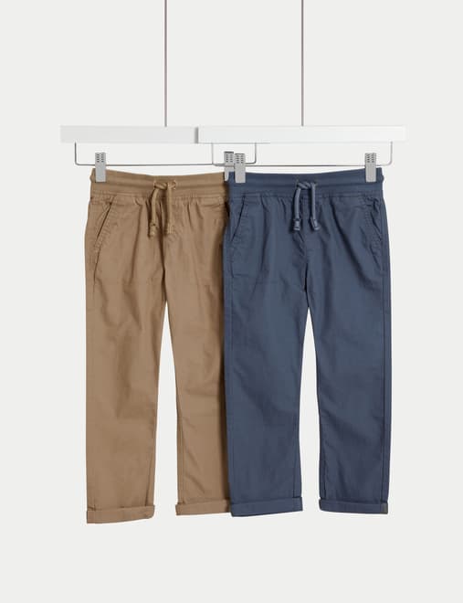 2pk Pure Cotton Ripstop Trousers (2-8 Yrs)