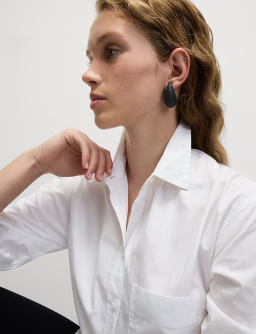 Maxi Black Rubber Tear Drop Earrings