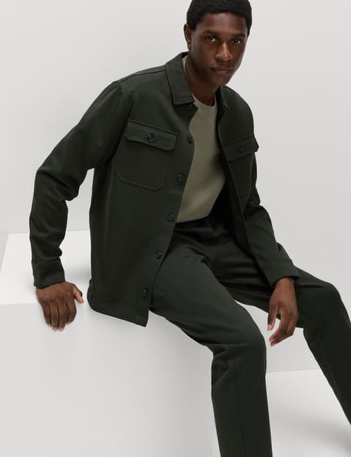 Cotton Rich Herringbone Overshirt