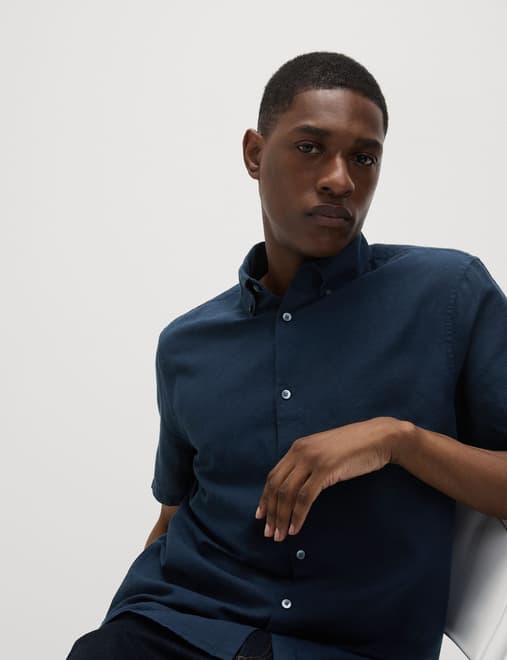 Linen Cotton Short Sleeve Shirt