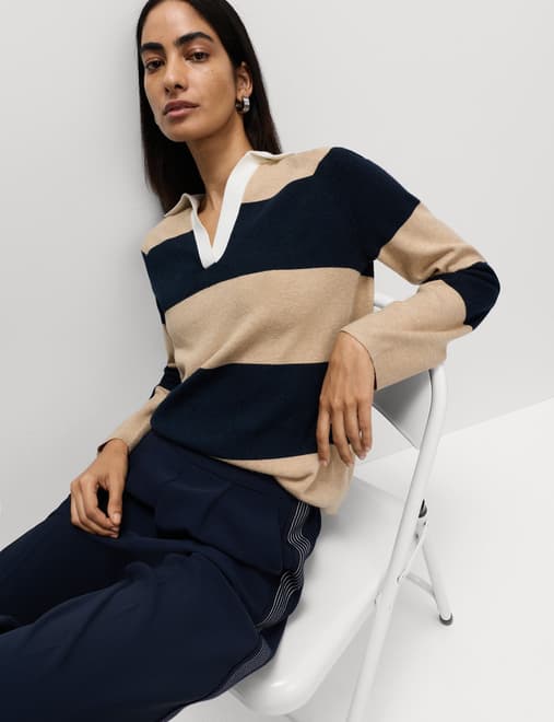 Soft Touch Striped Knitted Rugby Top