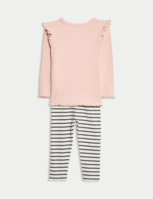 2pc Cotton Rich Flower Top & Bottom Outfit (0-6 Yrs)