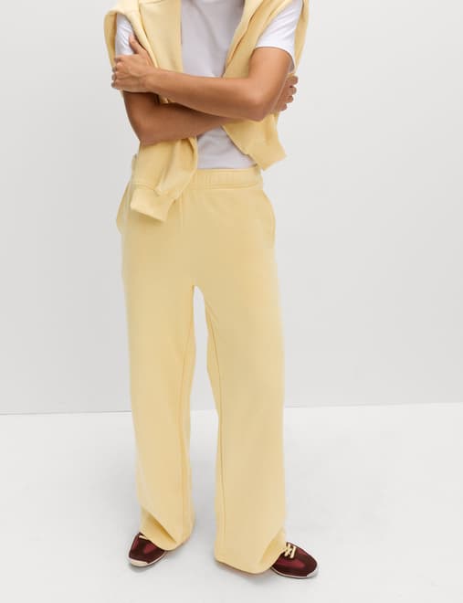 Cotton Rich Drawstring Wide Leg Joggers