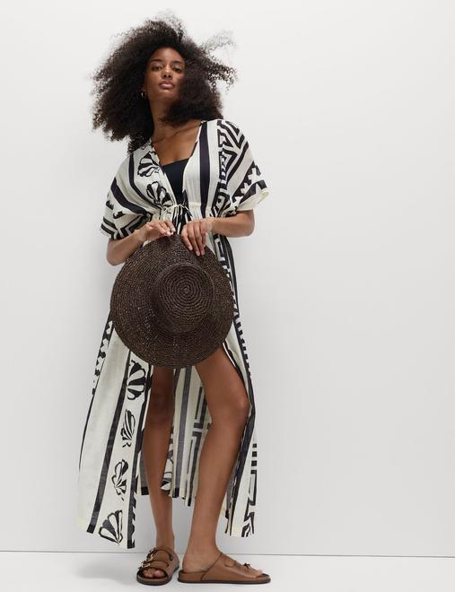 Pure Cotton Shell Print Maxi Kaftan