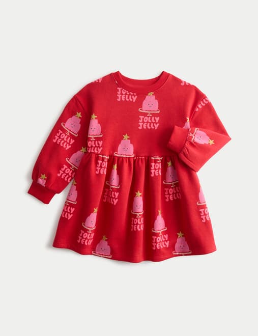 Cotton Rich Christmas Sweat Dress (2-8 Yrs)