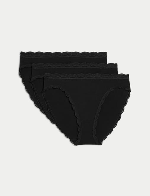 3pk Cotton Rich High Leg Knickers