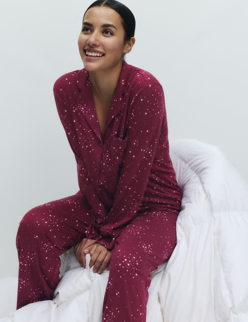 Cotton Modal Printed Revere Pyjama Set
