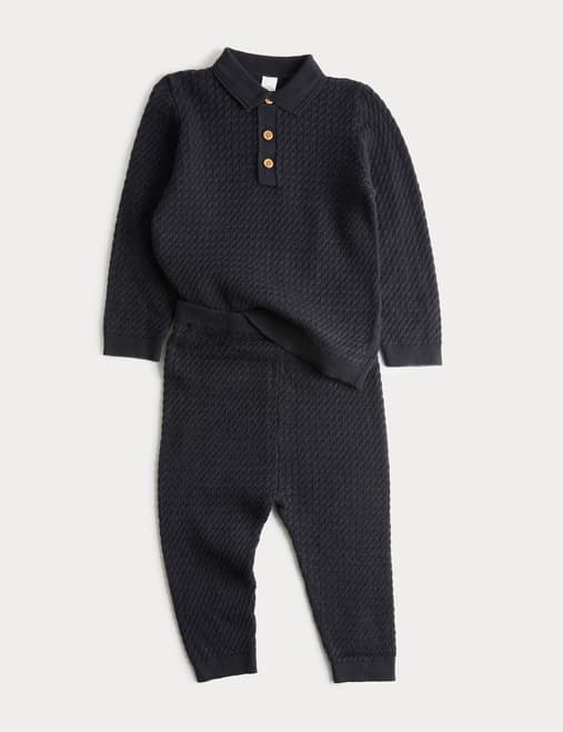 2pc Knitted Textured Outfit (0-3 Yrs)