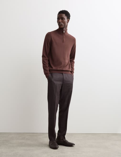 Merino Wool Rich with Silk Half Zip Jumper