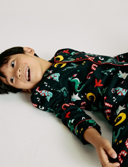 Pure Cotton Dragon Print Pyjamas (0-10 Yrs)
