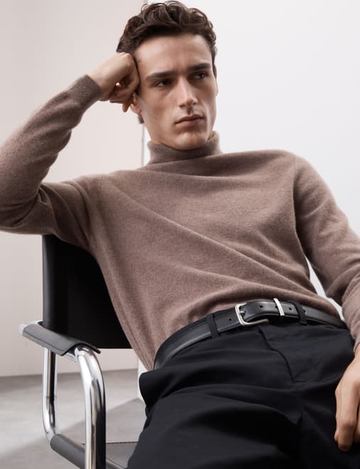 Pure Cashmere Roll Neck Jumper