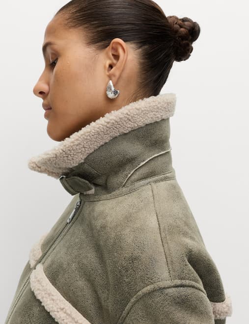 Faux Shearling Aviator Jacket