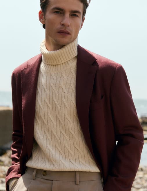 Tailored Fit Italian Wool Textured Blazer