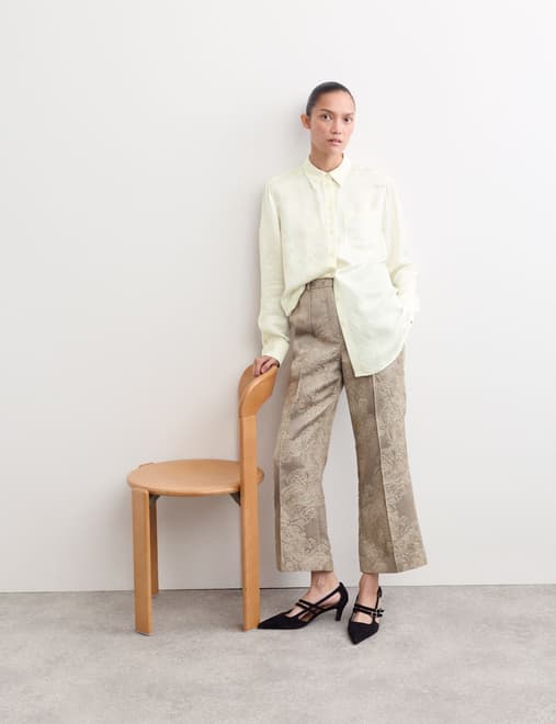 Jacquard Collared Relaxed Shirt