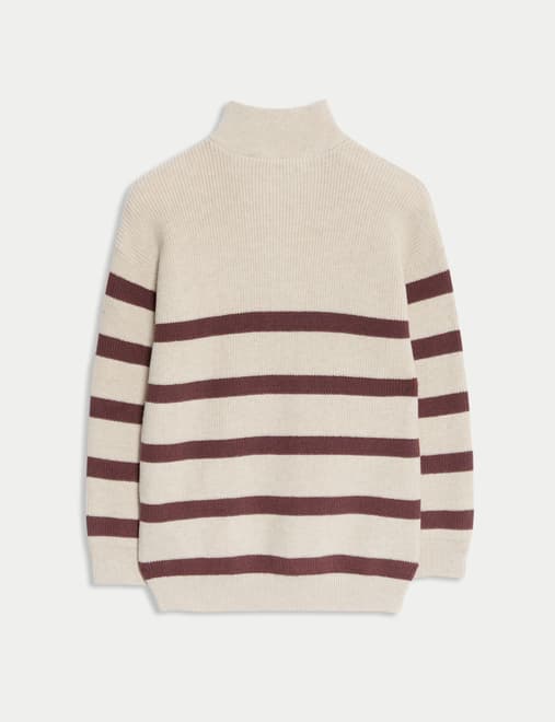 Cotton Rich Striped Half Zip Jumper (2-8 Yrs)