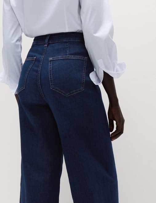 High Waisted Wide Leg Ankle Grazer Jeans