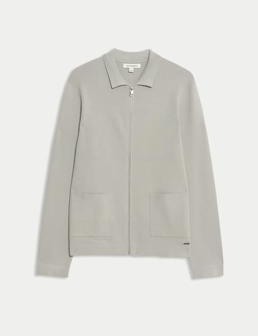 Milano-knit Zip up Knitted Jacket