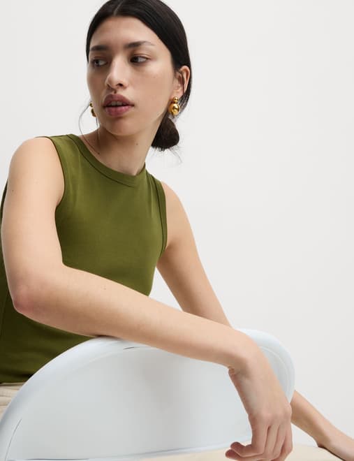 Cotton Rich Ribbed Vest Top