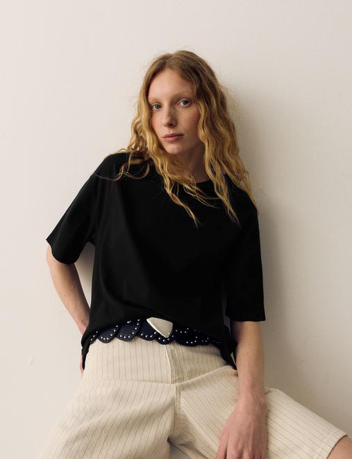 Pure Cotton Short Sleeve Boxy T-Shirt