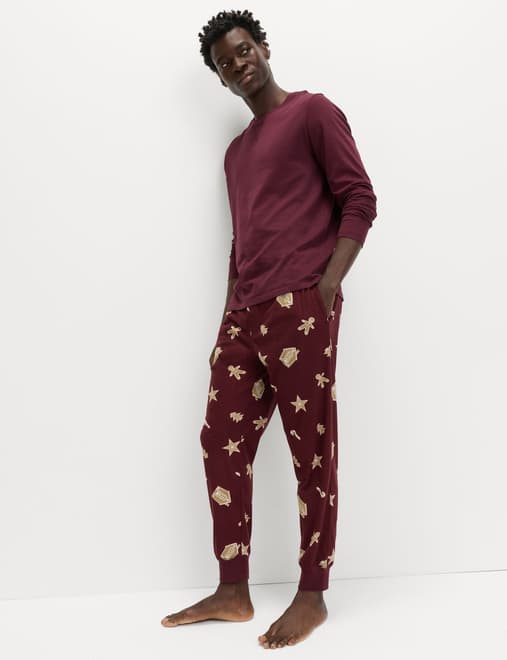 Pure Cotton Christmas Joggers Pyjama Set