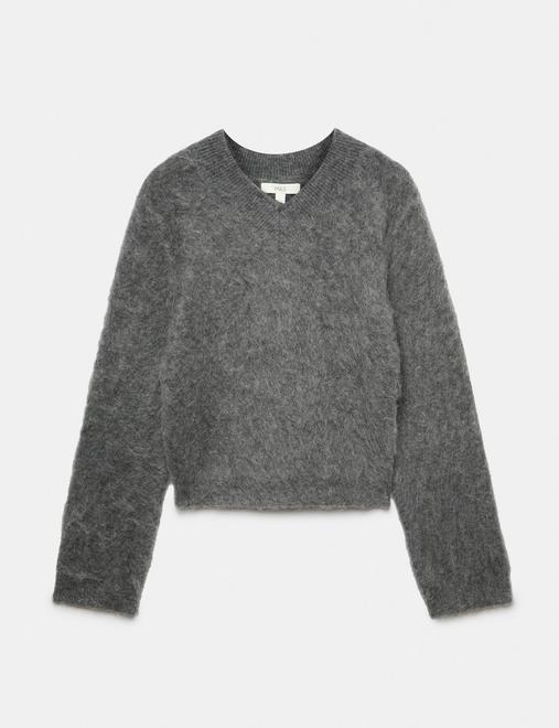 Wool Blend V-Neck Jumper with Mohair