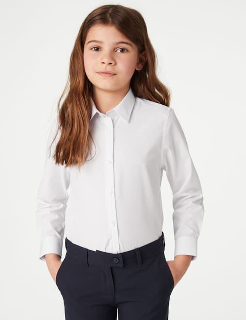3 Pack Girls' Easy Dressing Easy Iron School Shirts (3-18 Yrs)