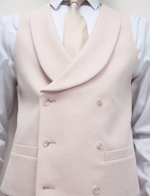 Wool Rich Tweed Double Breasted Waistcoat