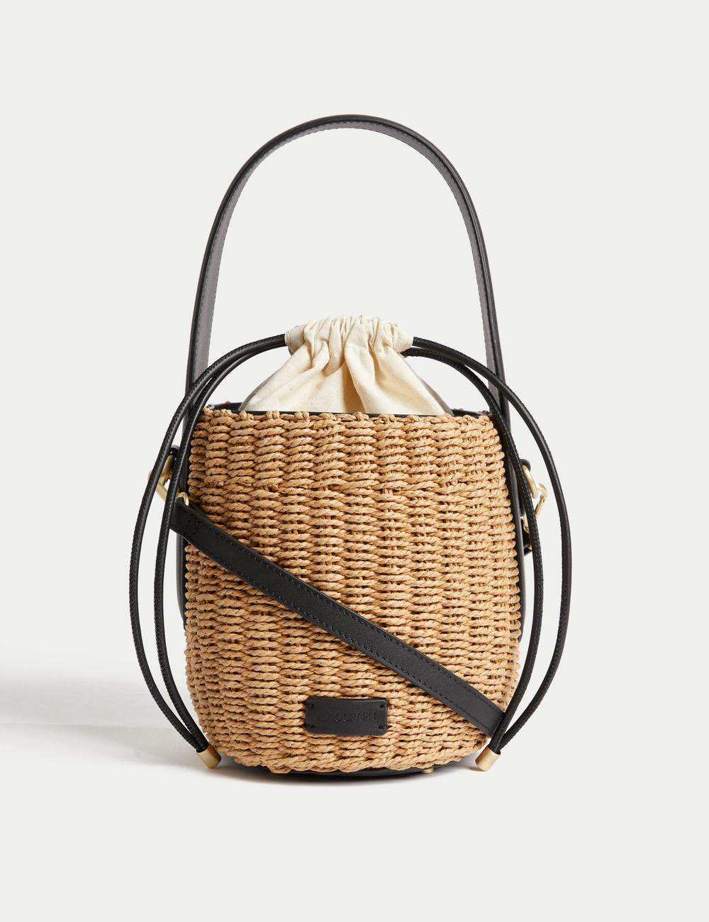 Straw bucket purse sales
